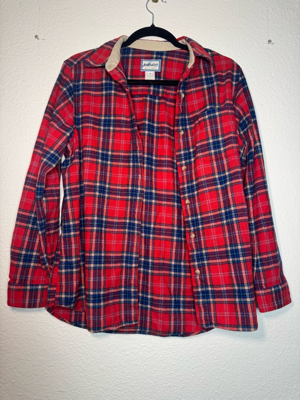 Pendleton Red & Navy Plaid Button-Down Shirt
100% wool